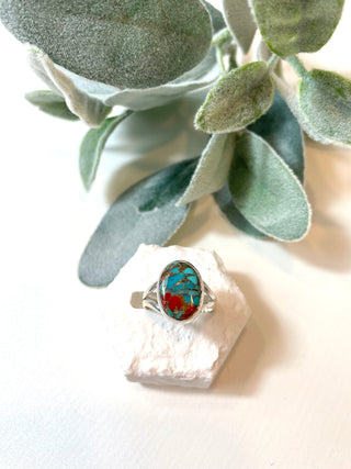 Coral Matrix Turquoise Ring