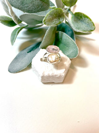 Natural Orange and Morganite Pearl Ring