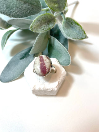 Natural Pink Tourmaline in Quartz Ring