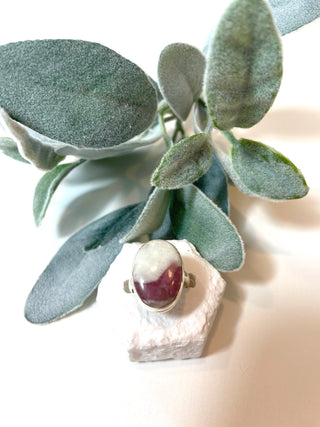 Natural Pink Tourmaline in Quartz Ring