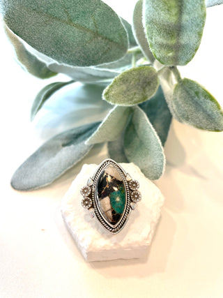 Chrysocolla Shungite Howlite Ring