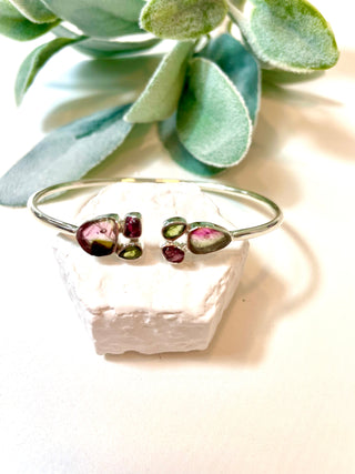 Watermelon Tourmaline with Clusters, Designer Twister Bracelet