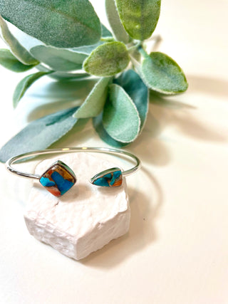 Turquoise Designer Twister Bracelet, Square and Triangle