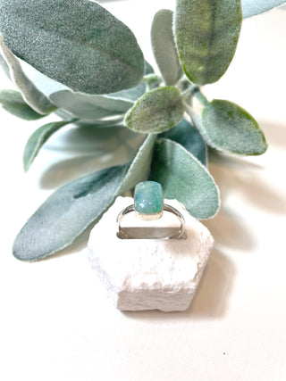 Green Rainbow Moon Ring- Square