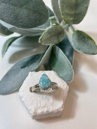 Blue Larimar Ring-Pear