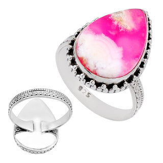 37  Pink Plume Agate Ring Sz 7.5