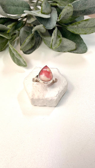 33 Pink Plume Agate Ring Sz 7