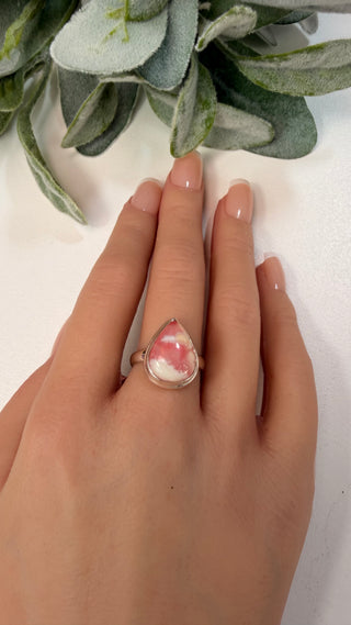 33 Pink Plume Agate Ring Sz 7