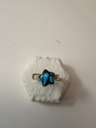 62 Spiny Oyster Arizona Turquoise Star Ring Sz 8
