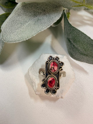 48 Rose Dahlia Turquoise Ring Sz 7