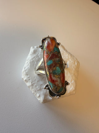 95 Oyster Copper Turquoise Ring Sz 9