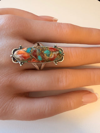 95 Oyster Copper Turquoise Ring Sz 9