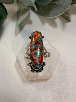95 Oyster Copper Turquoise Ring Sz 9