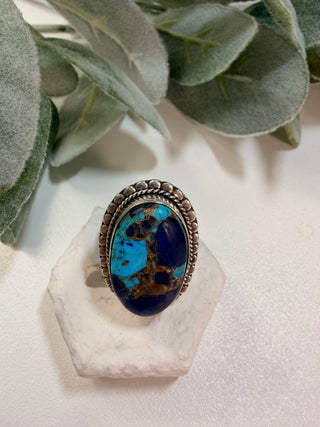 49 Simulated Blue Copper Turquoise Ring Sz 7