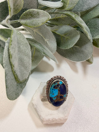 49 Simulated Blue Copper Turquoise Ring Sz 7