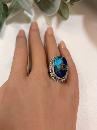 49 Simulated Blue Copper Turquoise Ring Sz 7