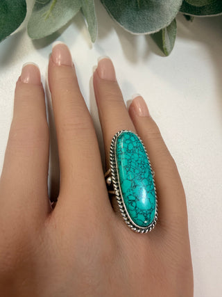 76 Simulated Turquoise Ring Sz 8