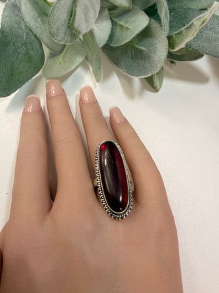 52 Red Glass Ring Sz 7
