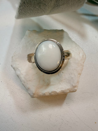 94 Natural White Opal Ring Sz 9