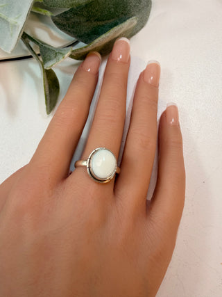 94 Natural White Opal Ring Sz 9