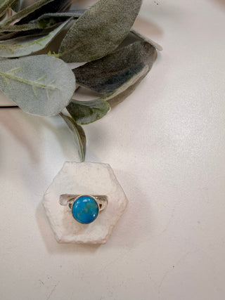 9 Nevada Aztec Mtn Turquoise Ring Sz 6.5