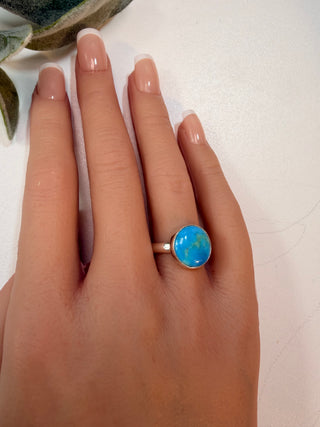 9 Nevada Aztec Mtn Turquoise Ring Sz 6.5