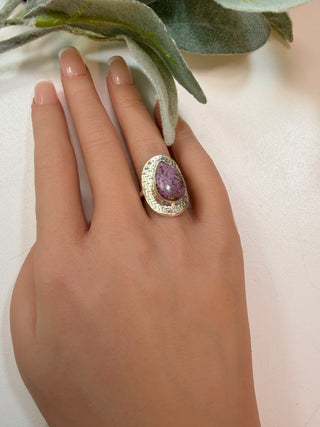 53 South African Natural Purpurite Ring Sz 7.5