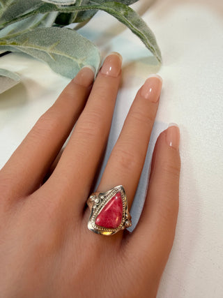 55 Natural Pink Thulite Ring Sz 7.5
