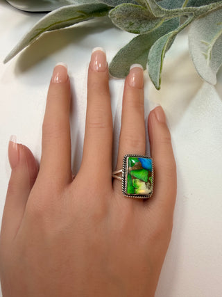 85 Peacock Dahlia Ring Sz 9