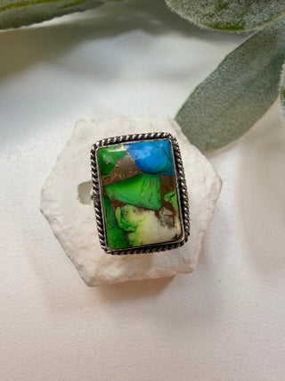 85 Peacock Dahlia Ring Sz 9