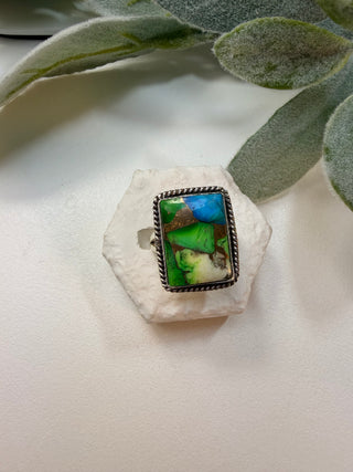 85 Peacock Dahlia Ring Sz 9