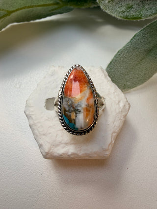 47 Oyster Copper Turquoise Ring Sz 7