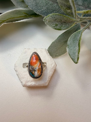 47 Oyster Copper Turquoise Ring Sz 7
