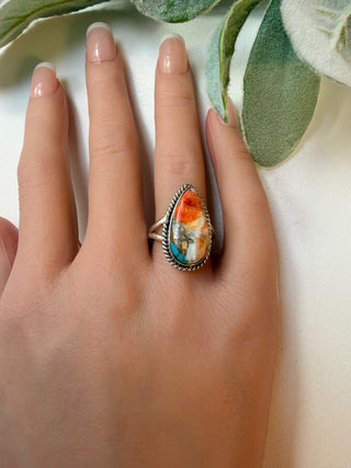 47 Oyster Copper Turquoise Ring Sz 7