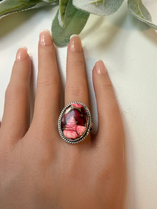 56 Red Dahlia Ring Sz 7.5
