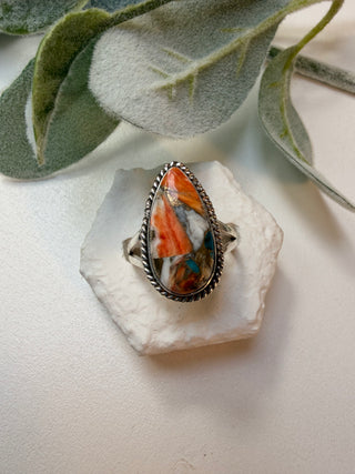 102 Oyster Copper Turquoise Ring Sz 9