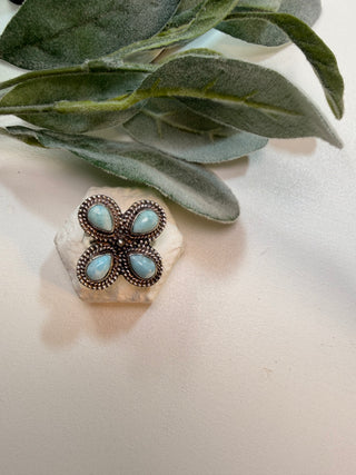 105 Floral Larimar Ring Sz 9