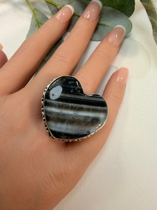 68 Banded Agate Ring Sz 8