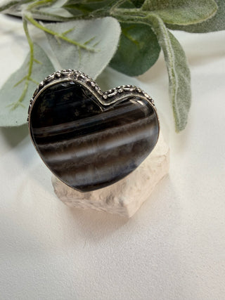 68 Banded Agate Ring Sz 8
