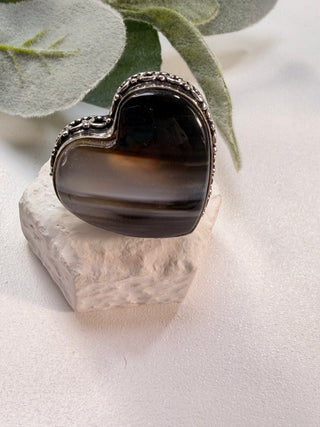 22 Banded Agate Ring Sz 6