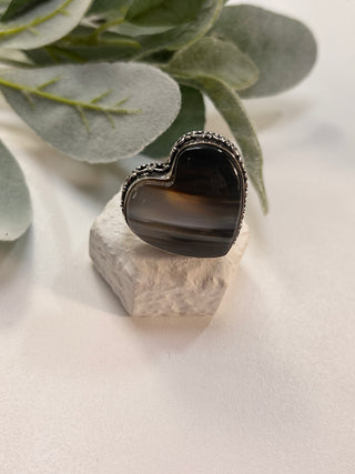 22 Banded Agate Ring Sz 6