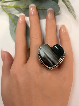 22 Banded Agate Ring Sz 6