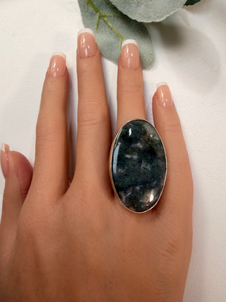 28 Moss Agate Ring Sz 5.5