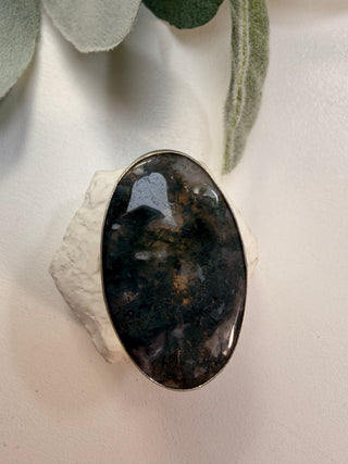 28 Moss Agate Ring Sz 5.5