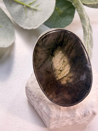 103 Moss Agate Ring Sz 9.5