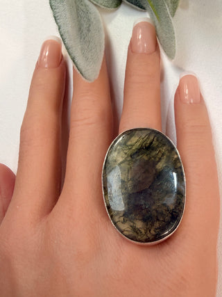 103 Moss Agate Ring Sz 9.5