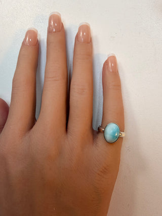 1 Blue Oval Larimar Ring Sz 5