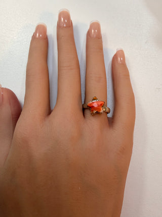45 Spiny Oyster Arizona Turquoise Star Ring Sz 7