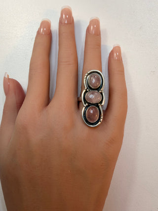 60 Pink Rose Quartz Ring Sz 8
