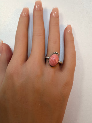 71 Natural Pink Opal Ring Sz 8